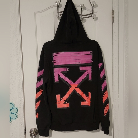 Off-White Black Hoodie with Purple and Pink Stripes - Picture 4 of 9
